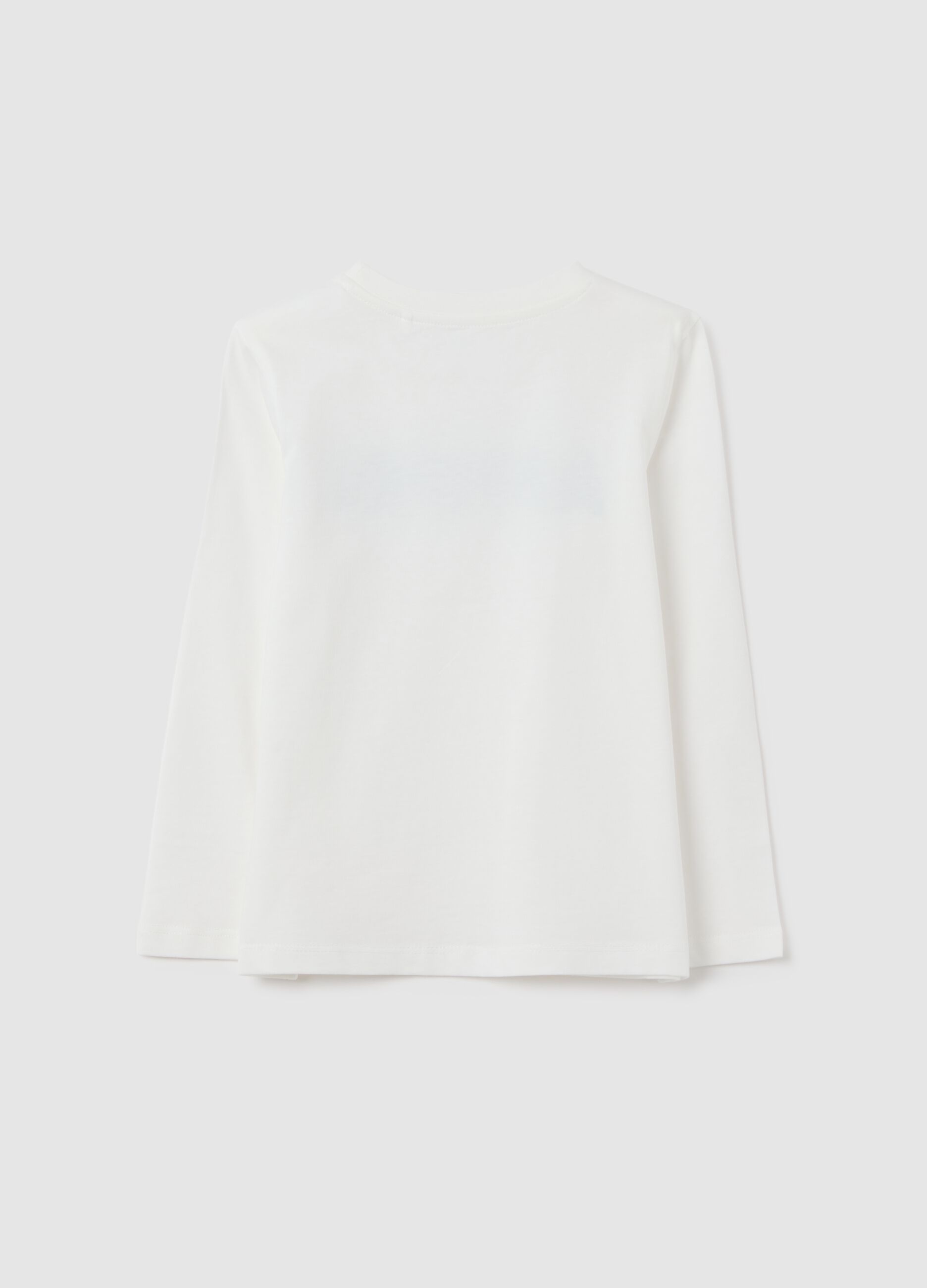 Girls' T-shirt in pure white cotton regular fit with print