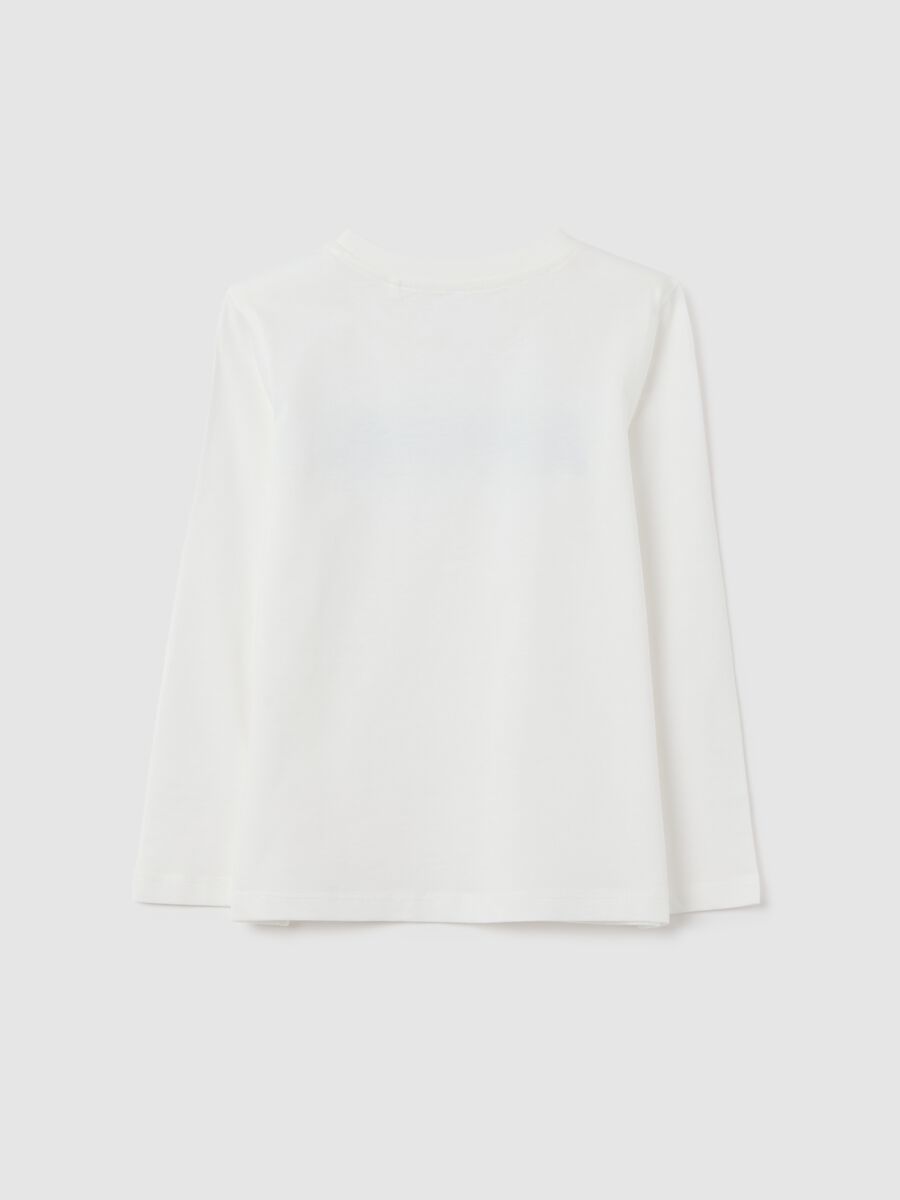 Girls' T-shirt in pure white cotton regular fit with print_1