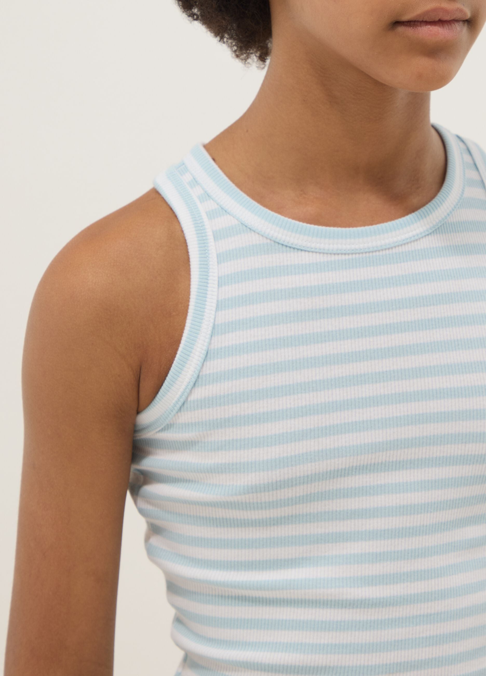 Girls&rsquo; multicolour striped fitted stretch-cotton vest top