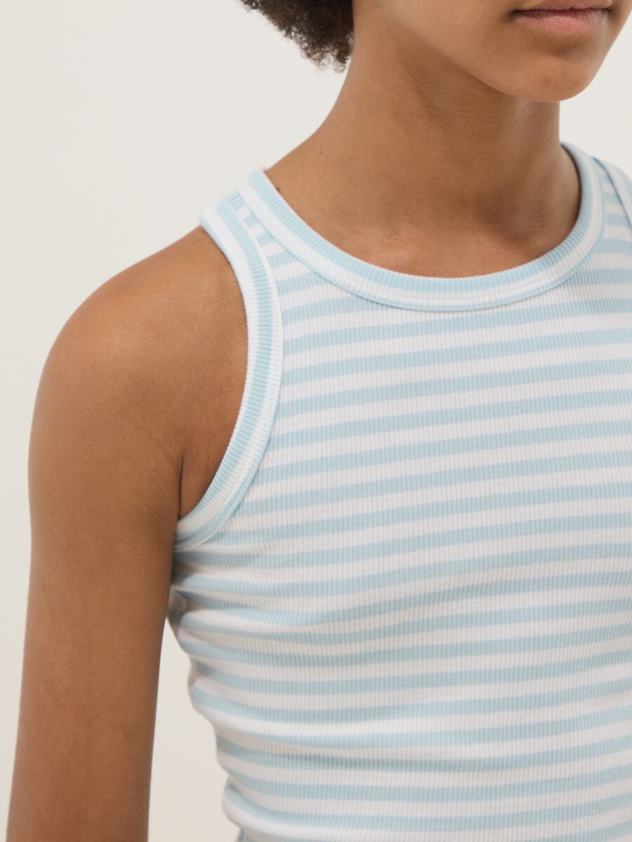 Canotta fitted in cotone elasticizzato a righe multicolor da ragazza_2