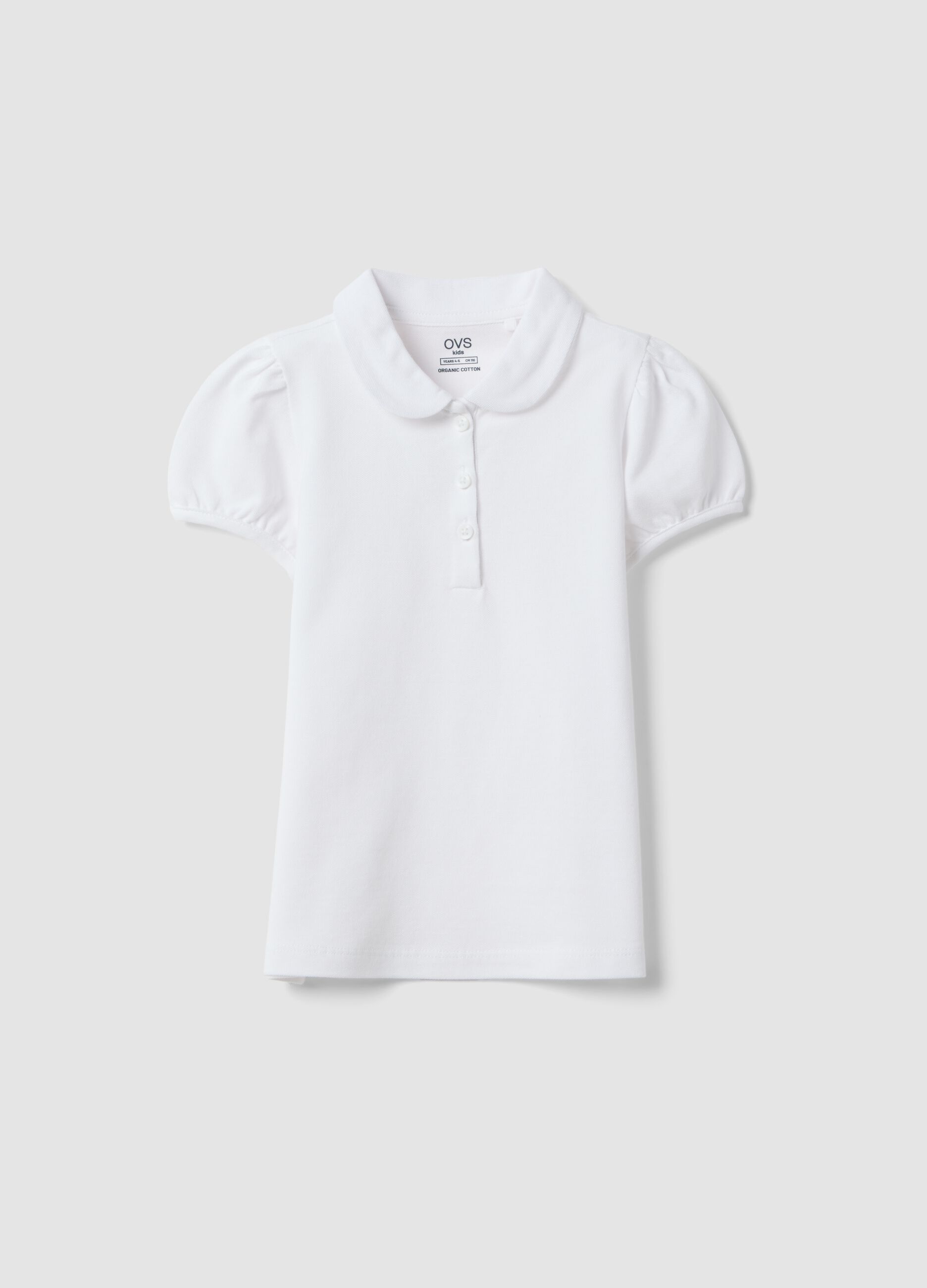 Girls' White Regular Fit Pure Cotton Polo
