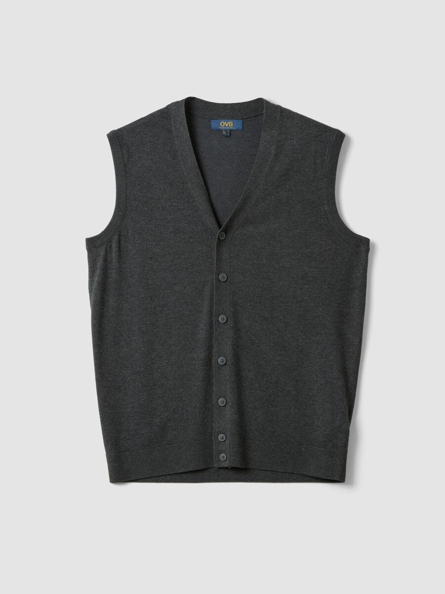 Grey viscose-blend waistcoat with deep V-neck, regular fit_4