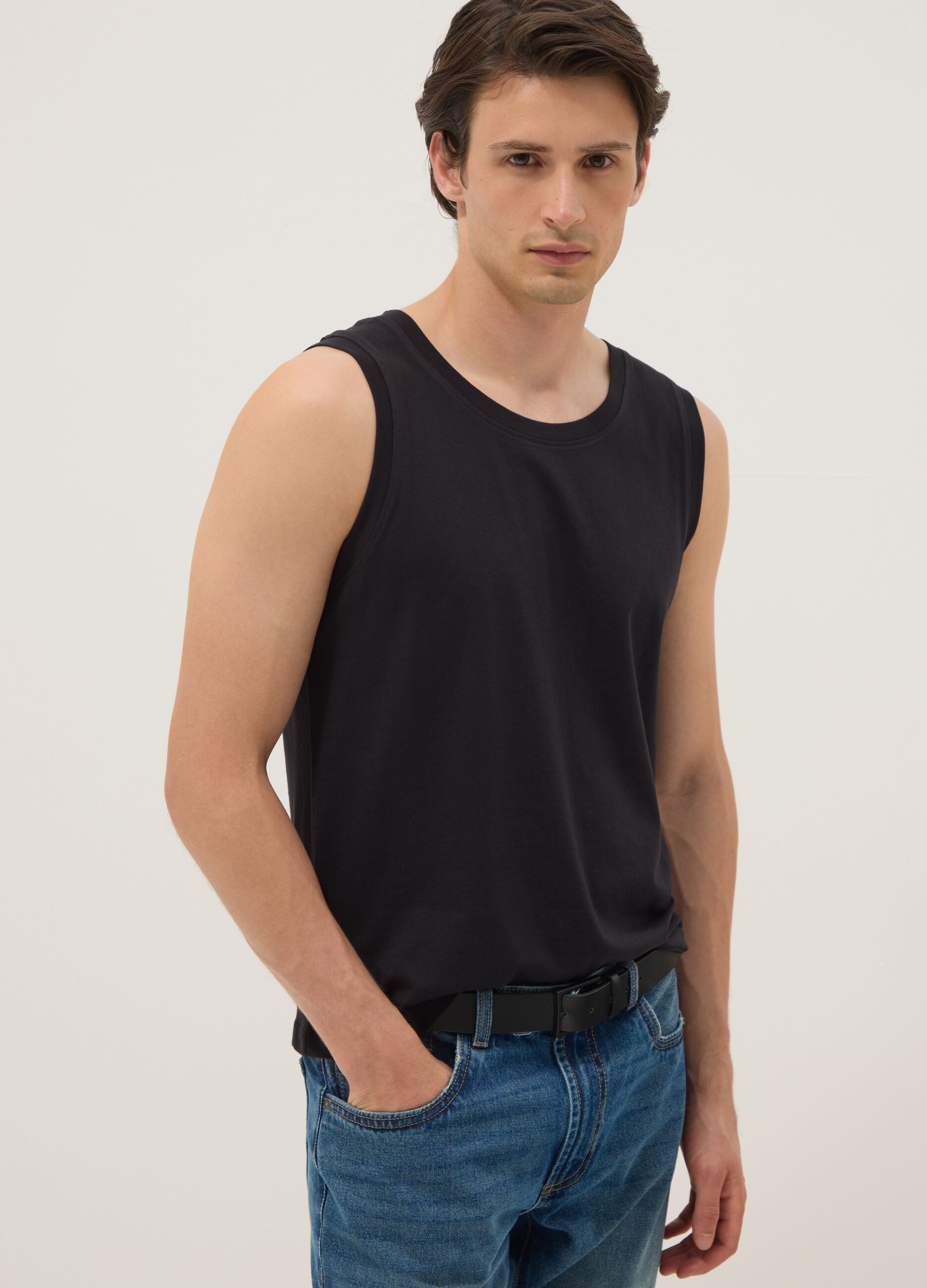 Black pure cotton vest