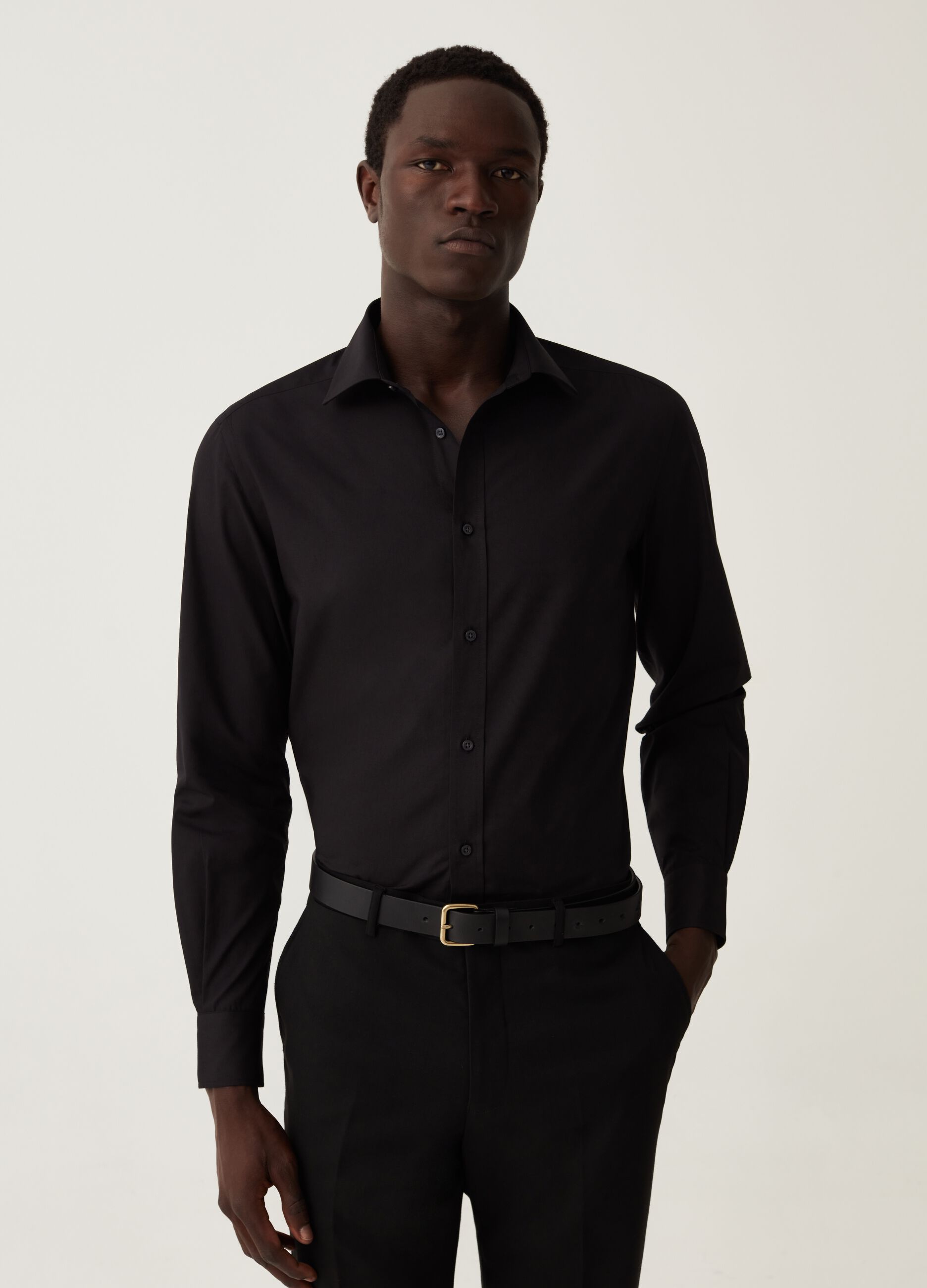 Camicia slim fit tinta unita_1