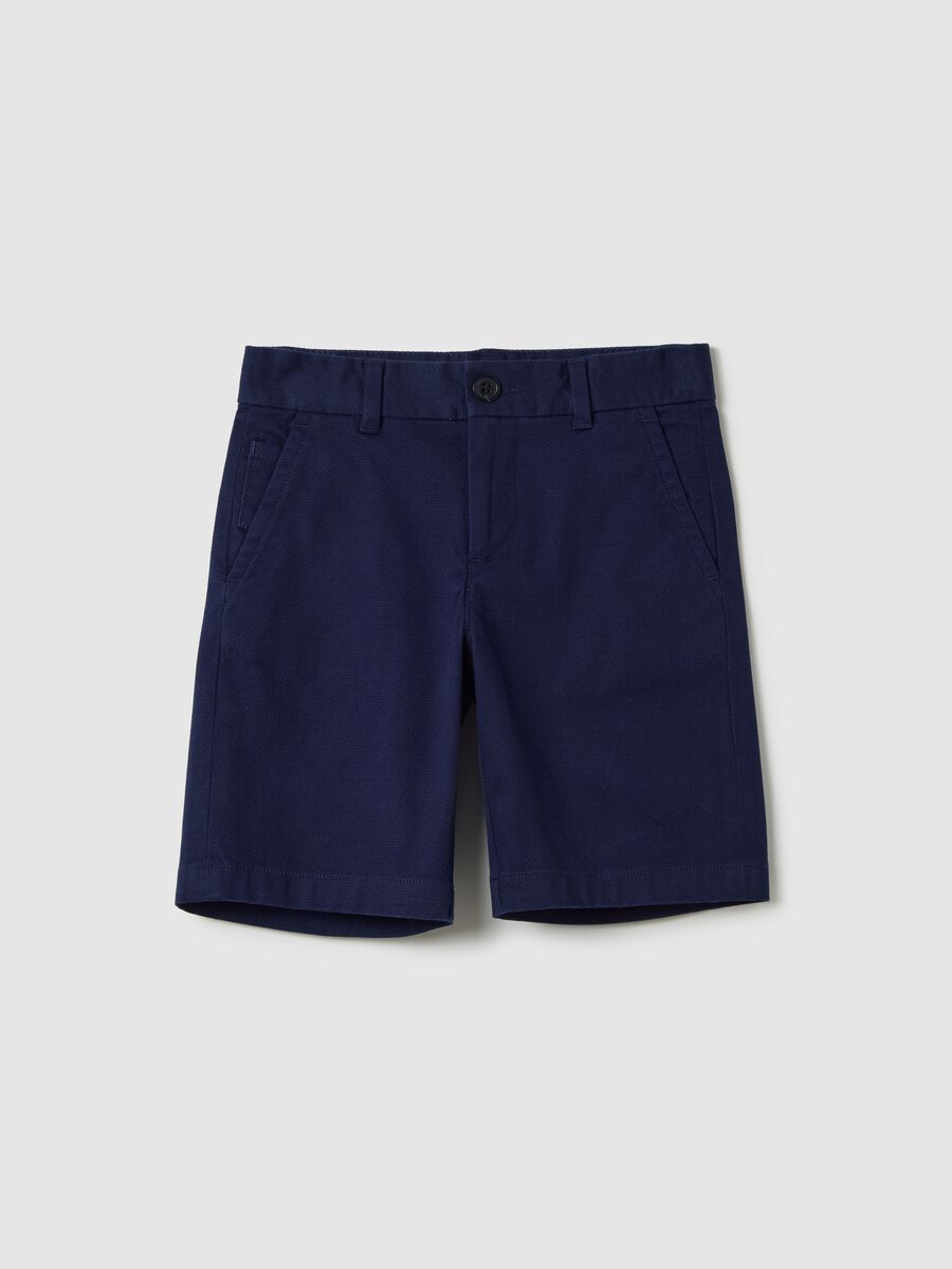Blue shorts in stretch cotton_0