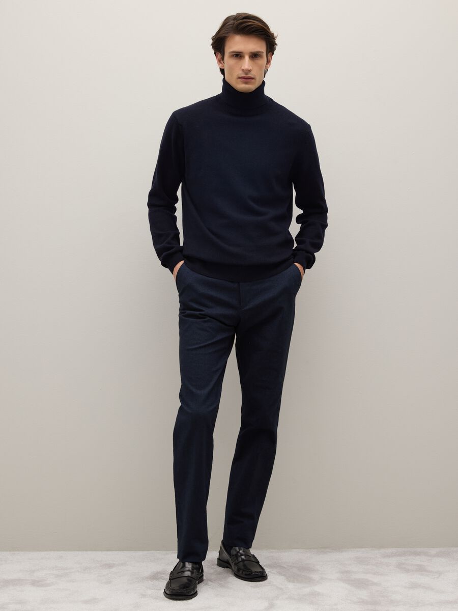 Blue turtleneck sweater in pure lambswool regular fit_1