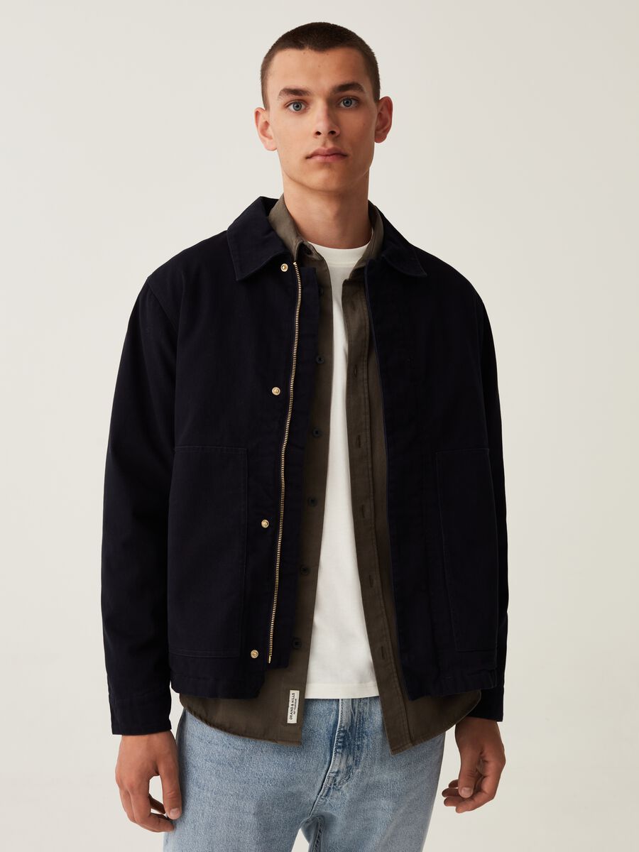 Shacket in cotone con zip_1