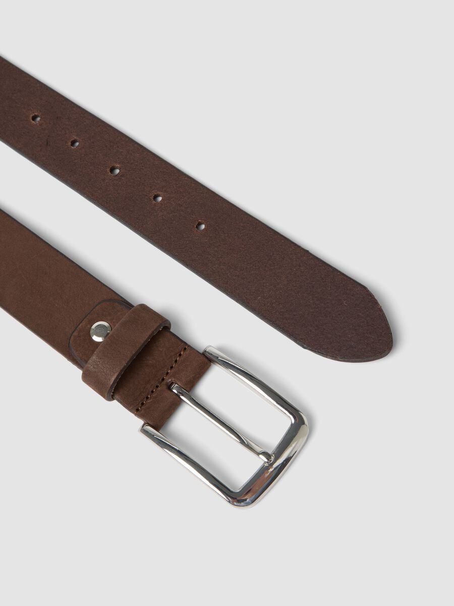 Cintura marrone in vera pelle con fibbia in metallo_1