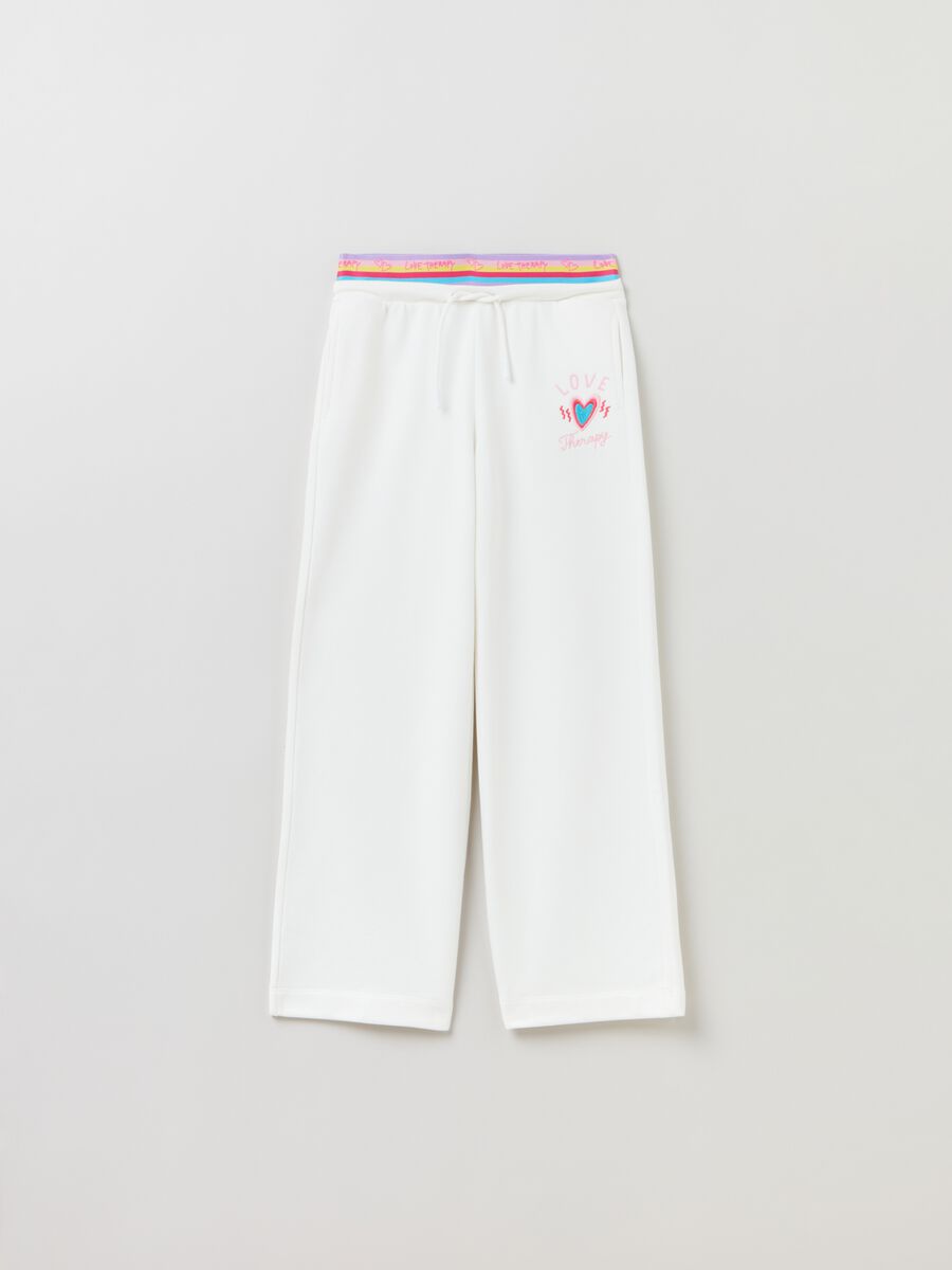 Joggers wide leg con ricamo lettering_0