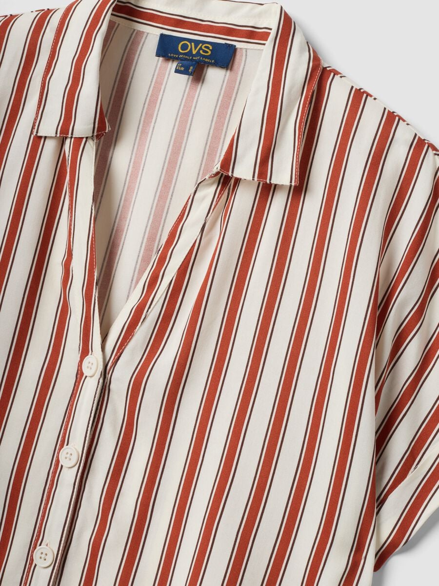 Camicia multicolor a righe in pura viscosa a maniche corte over fit_5
