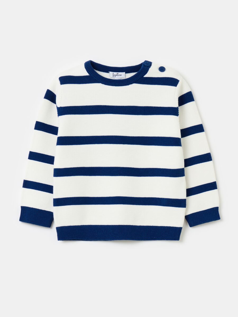 Striped crew neck pullover_0