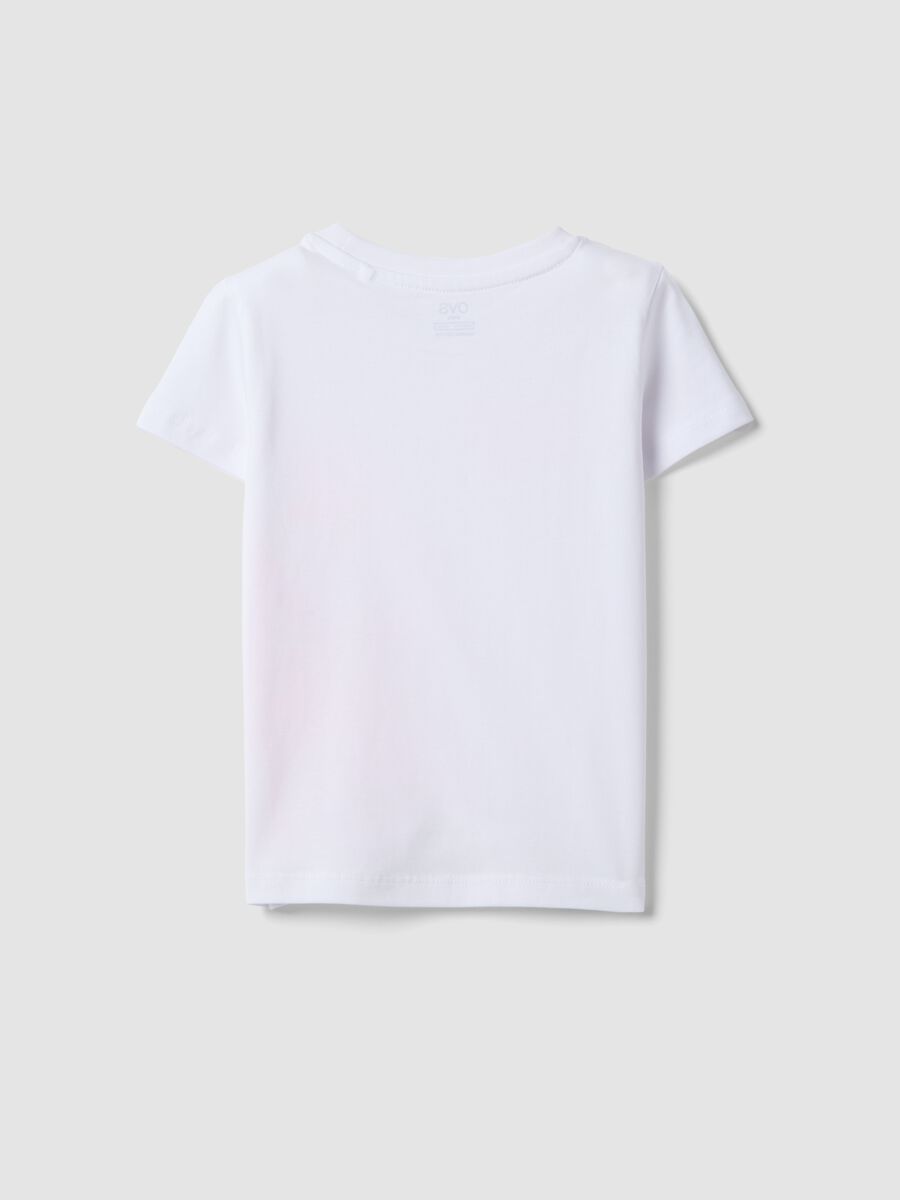 White pure cotton girls' t-shirt regular fit with stars_1