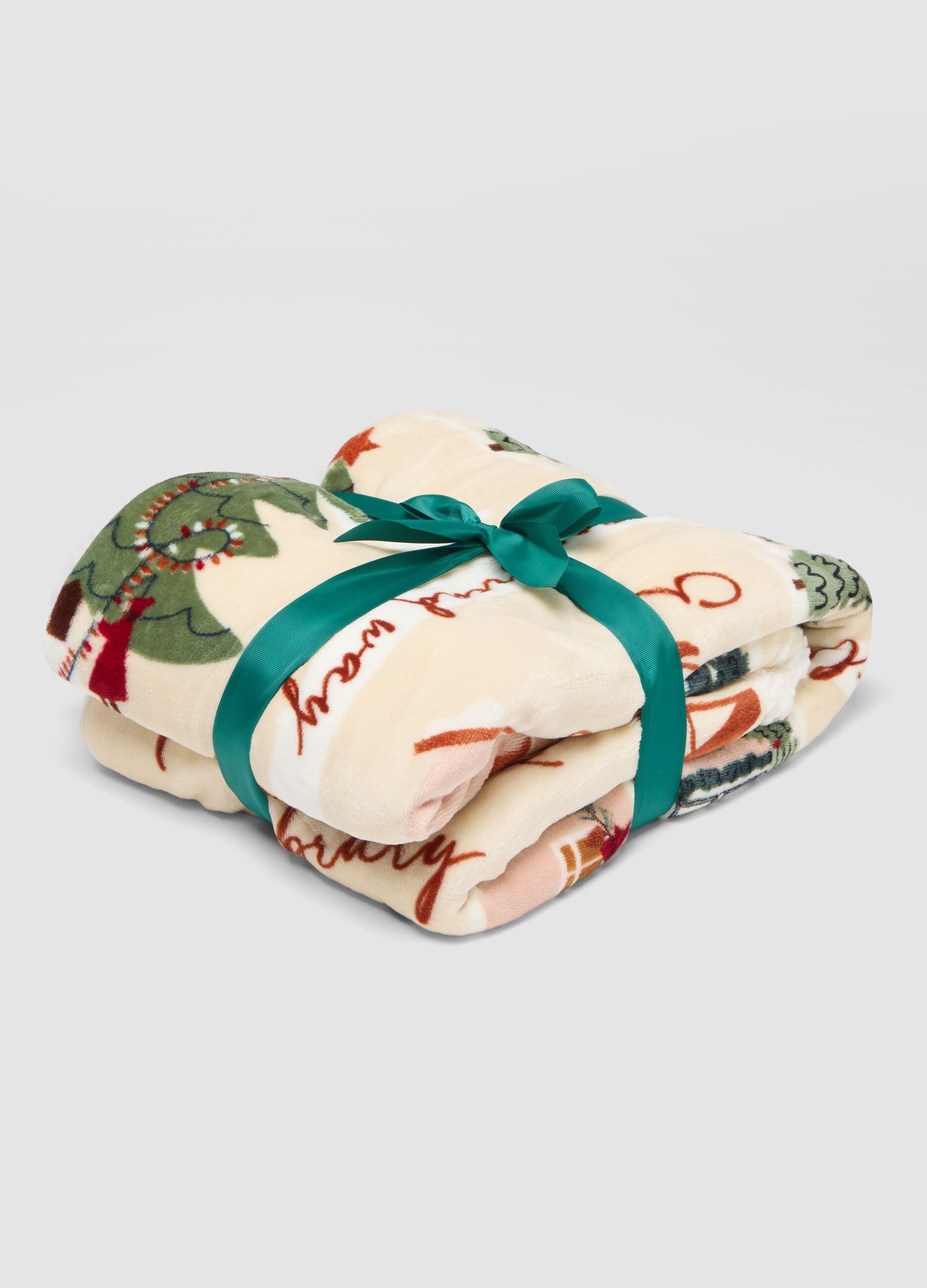 Coperta rosa e bianco con stampa natalizia