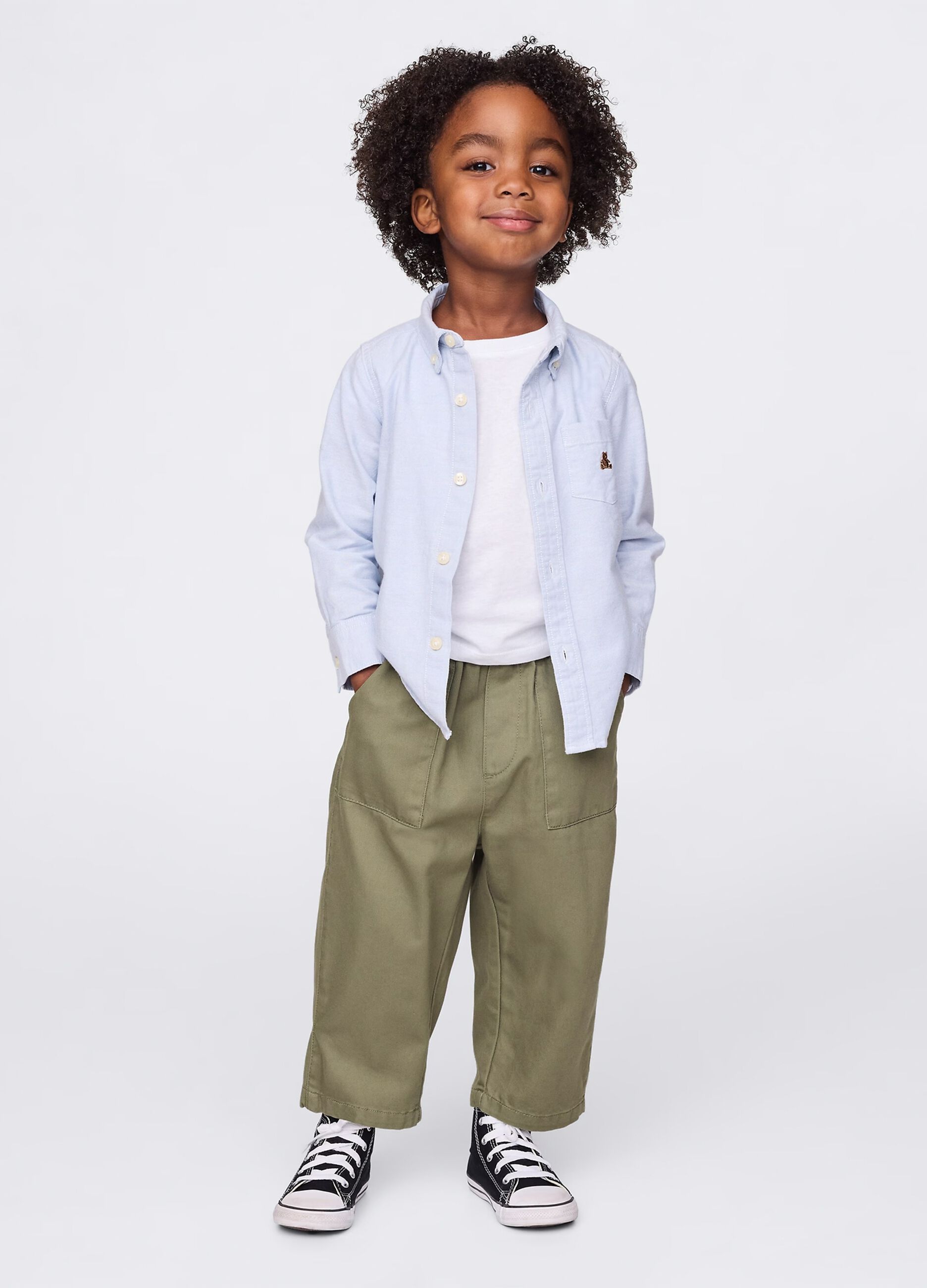 Green wide trousers in cotton and Lyocell blend
