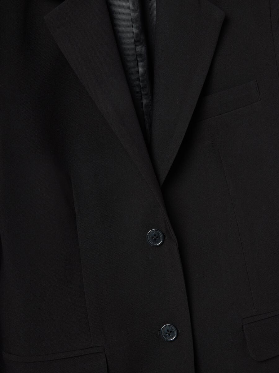 Black Viscose Blend Blazer Regular Fit_5