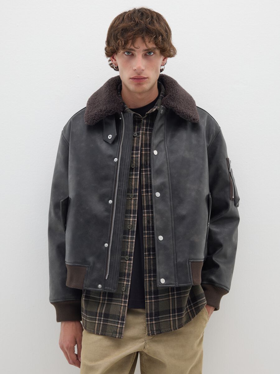 Bomber grigio regular fit e zip_1