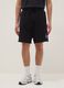 Black pure cotton relaxed-fit Bermuda shorts with raw-cut hems_1
