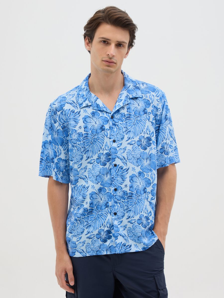Men's Multicolour Viscose Shirt with Over Fit_0