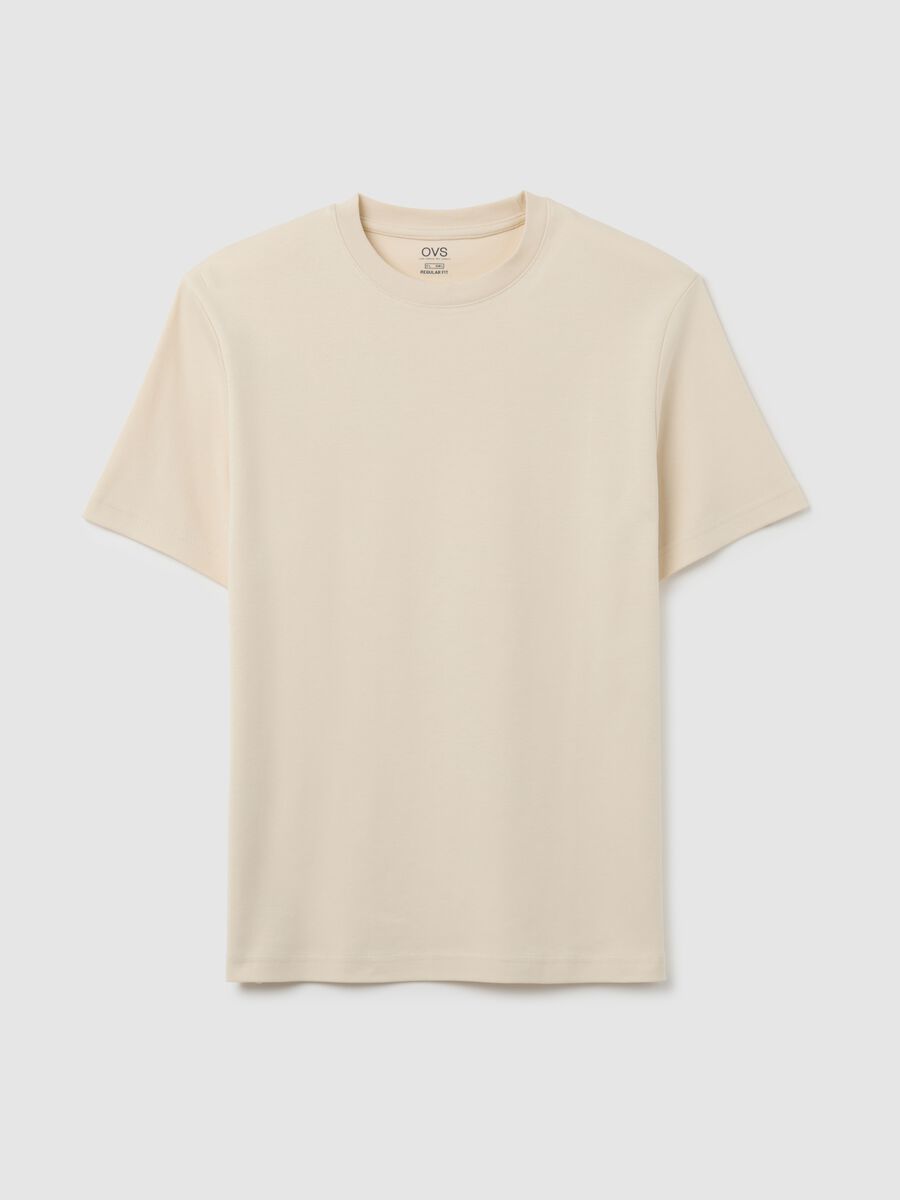T-shirt in puro cotone beige regular fit_0