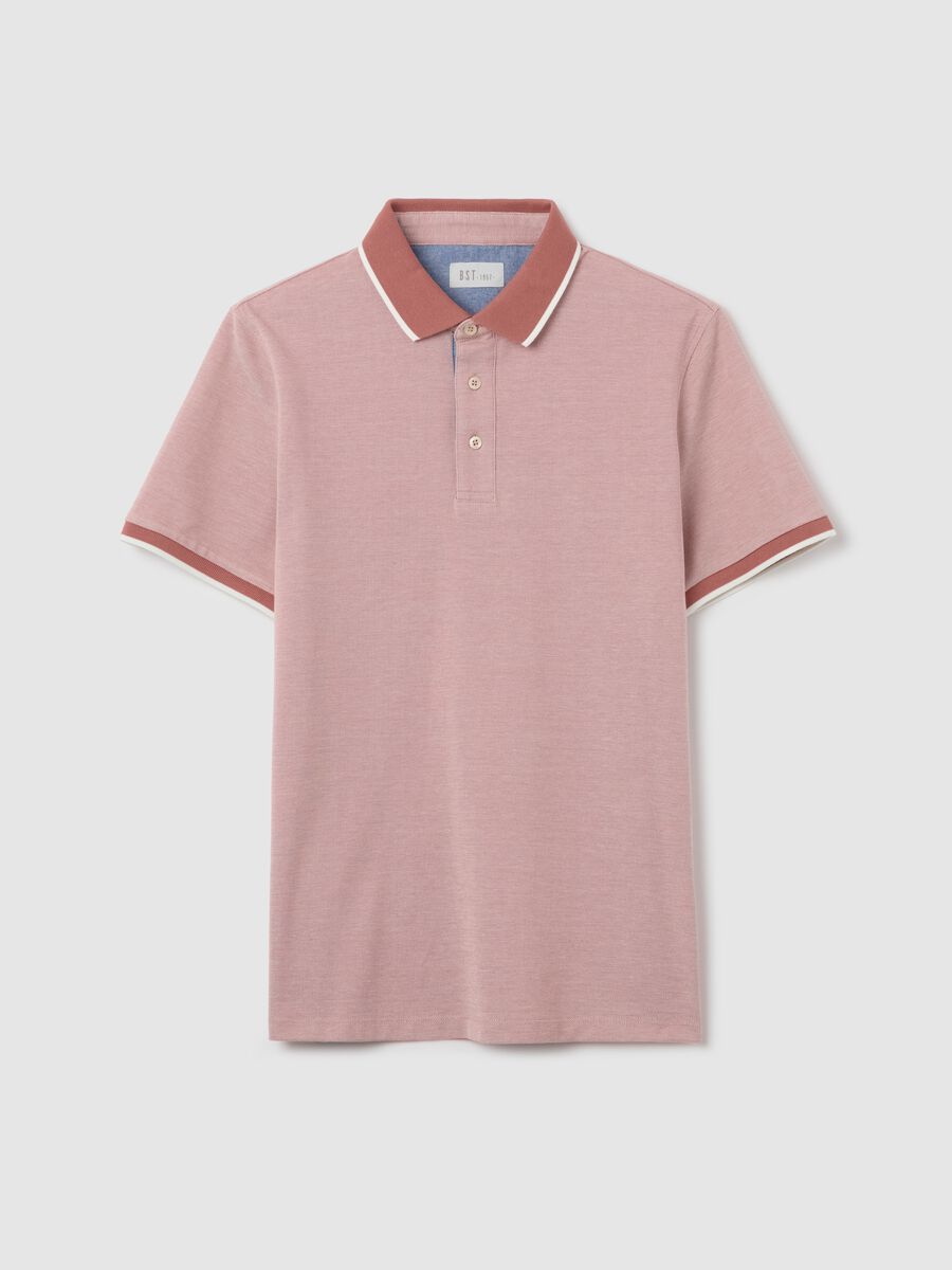 Pink polo shirt with short sleeves in cotton piquet_4