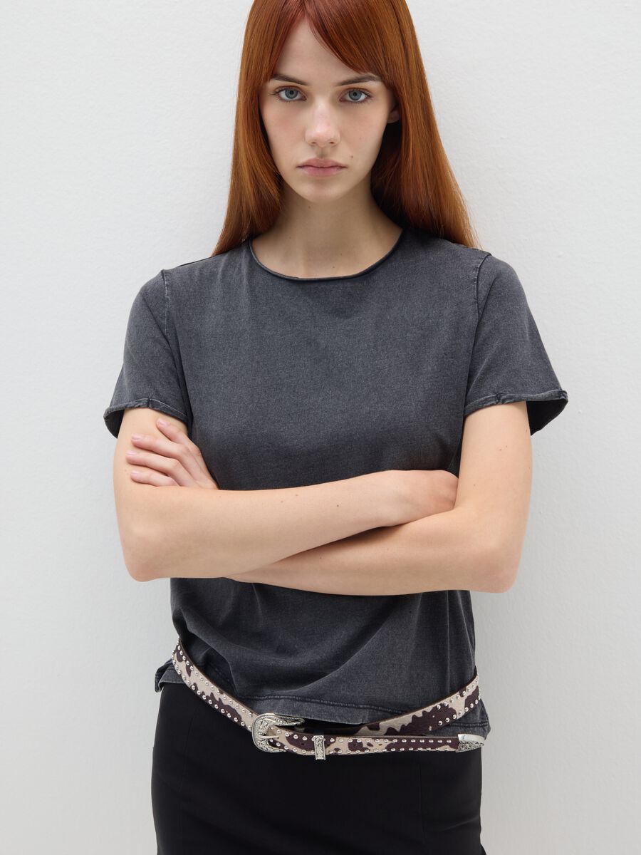 T-shirt in puro cotone grigia regular fit_3