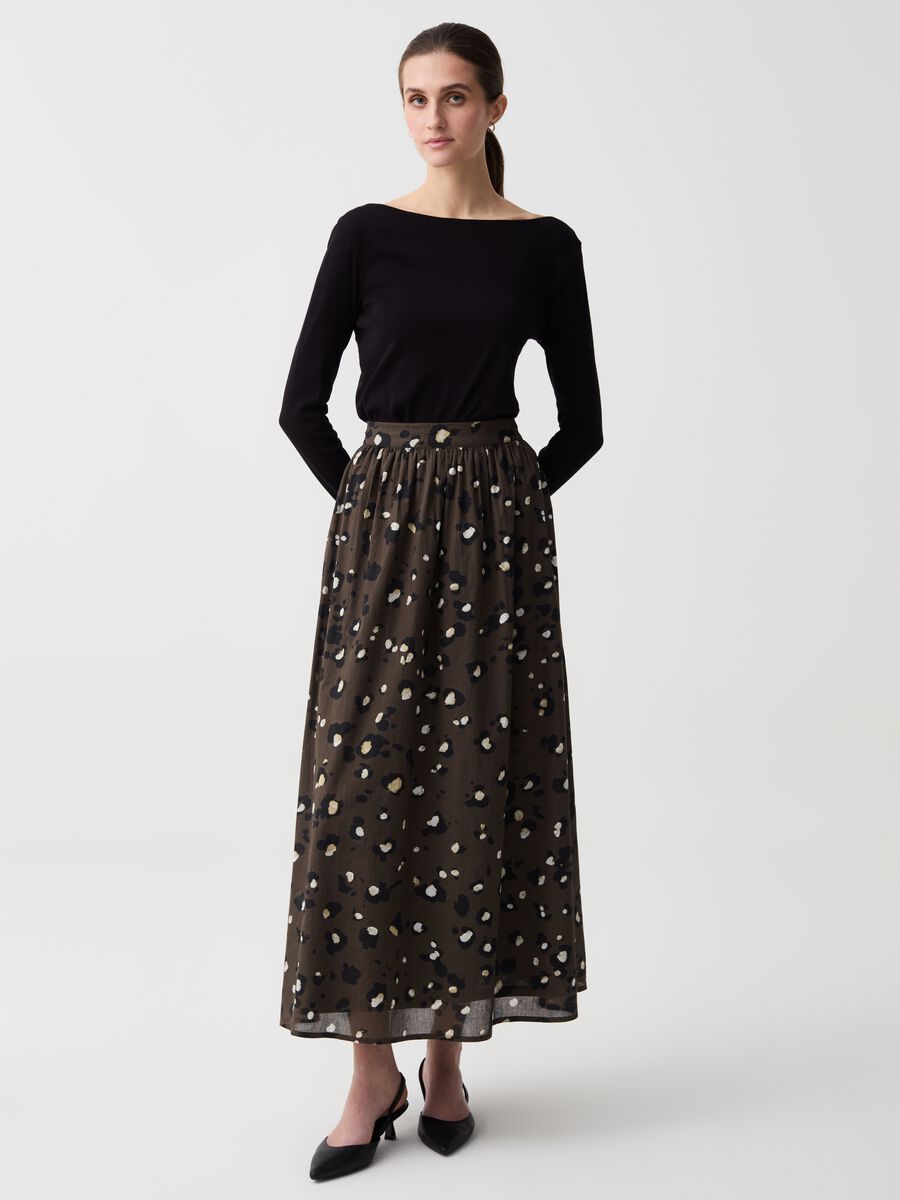 Long skirt with print in voile_0