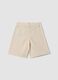 Shorts beige in misto cotone e lino con ricami_4