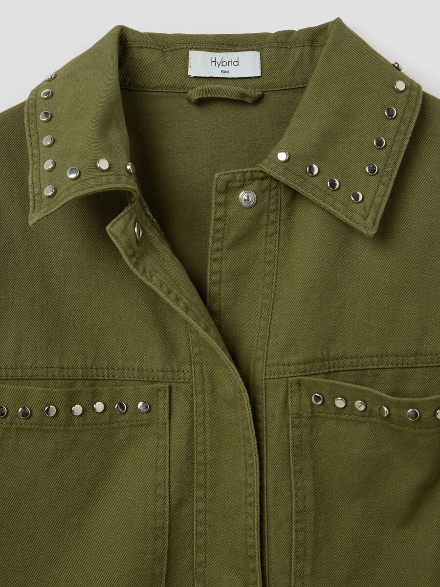 Green jacket in cotton with studs_5