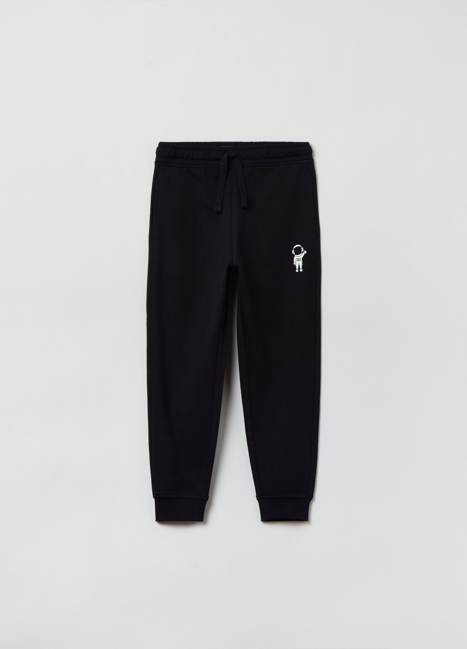 Joggers in felpa con coulisse e stampa_0