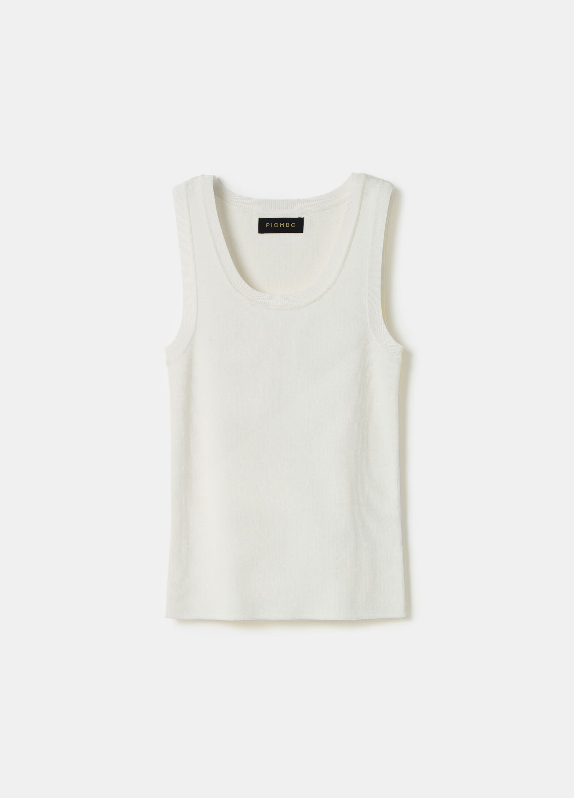 Ribbed tank top with round neckline