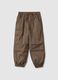 Regular fit brown cotton cargo jogger trousers for kids_0