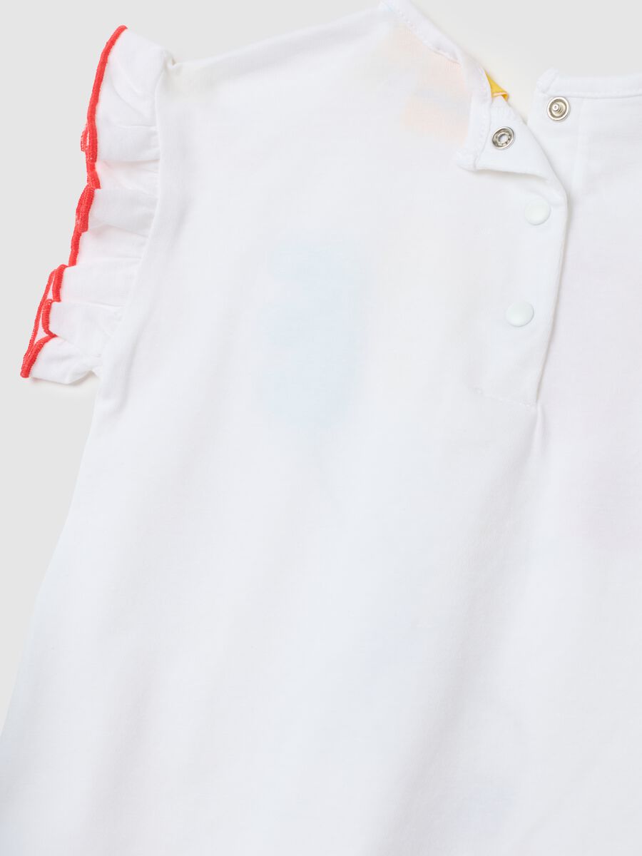 Girls' White Cotton Regular Fit Set with Snoopy Print_3