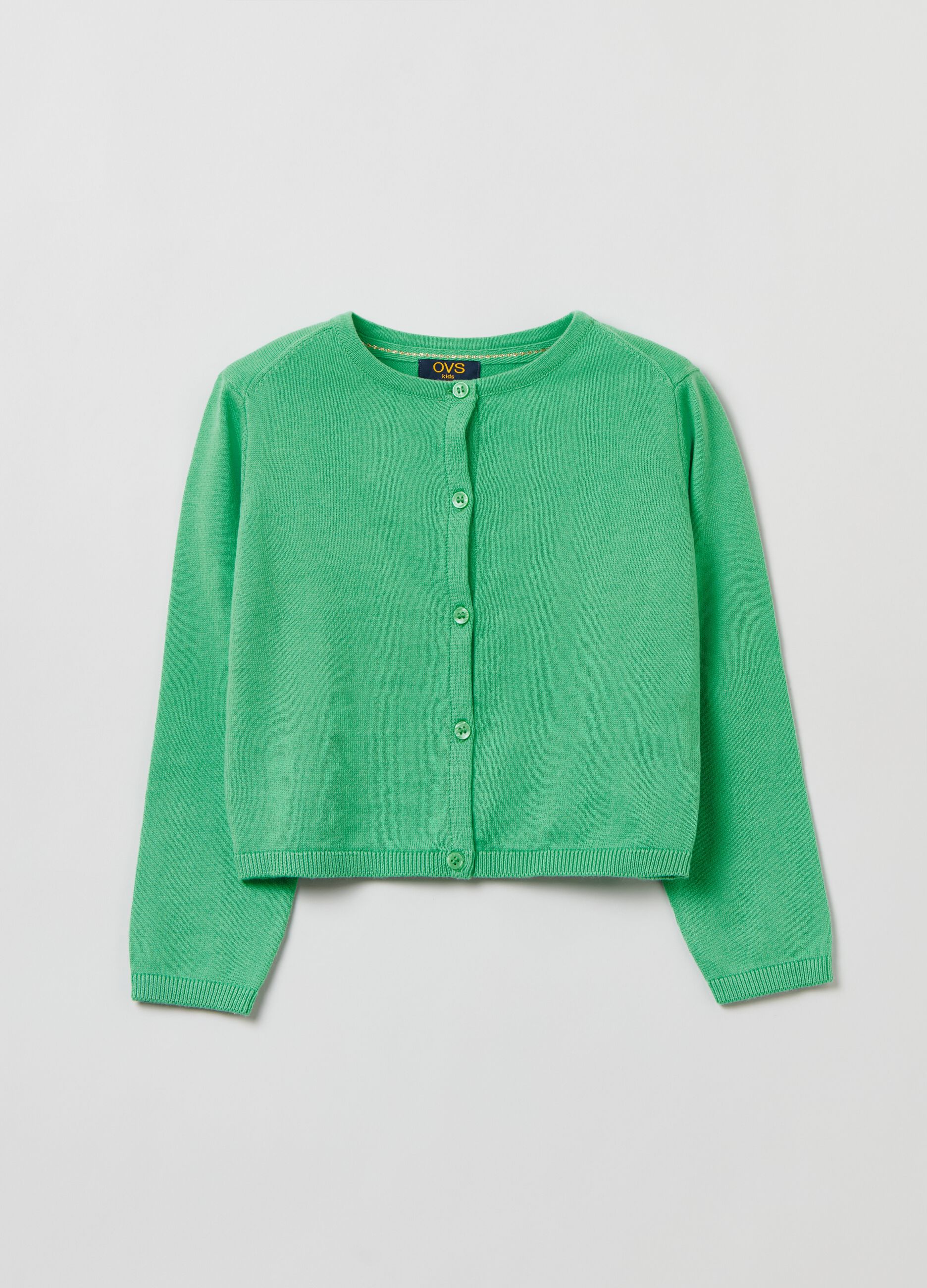 Cardigan in cotone tinta unita