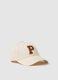 Beige pure cotton cap with adjustable visor and embroidered P_1