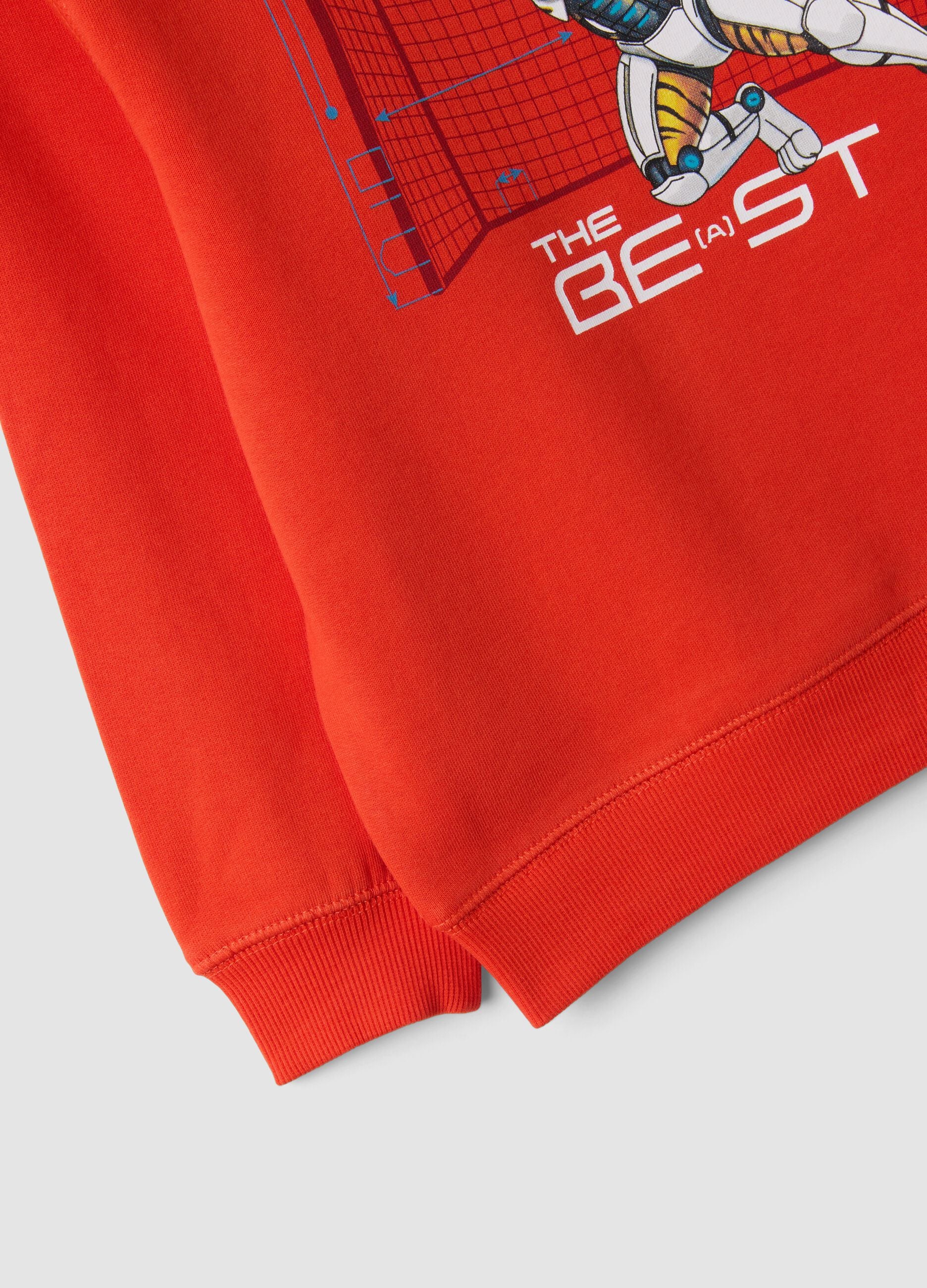 Red organic cotton crew-neck sweatshirt