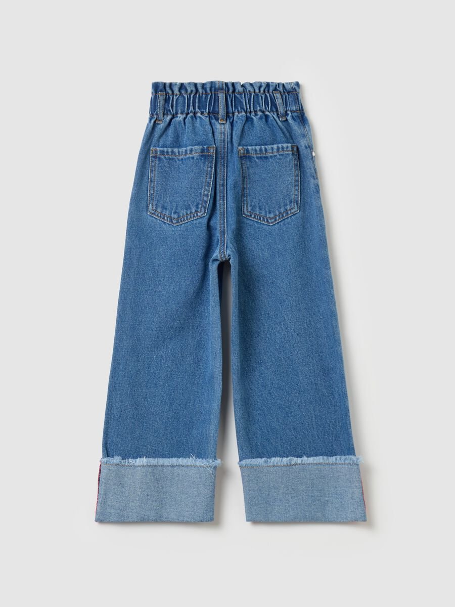 Jeans a gamba larga ricamo Minnie e Topolino_1