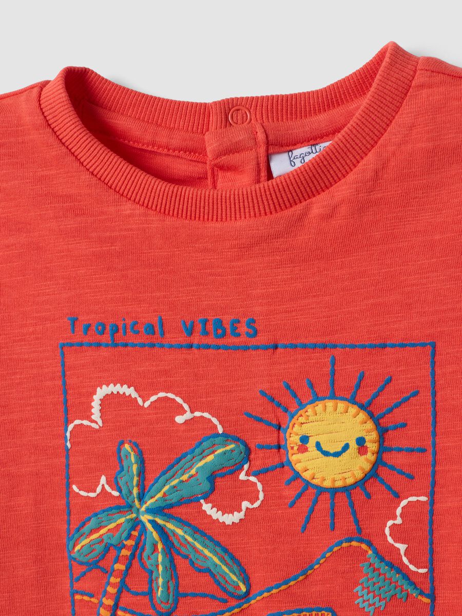 T-shirt rossa a maniche corte in puro cotone per bimbo over fit_2