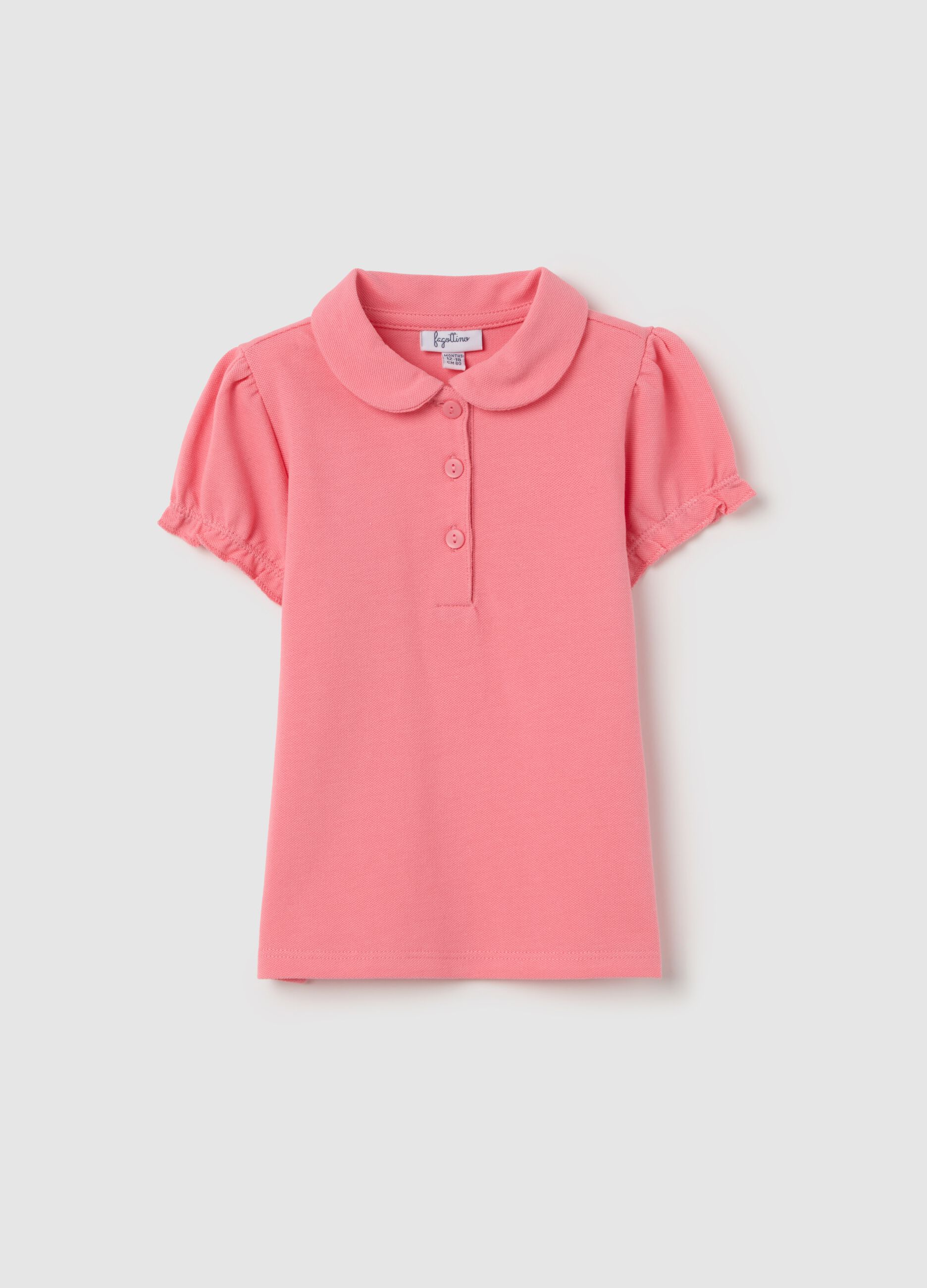 Piquet polo shirt with rounded collar