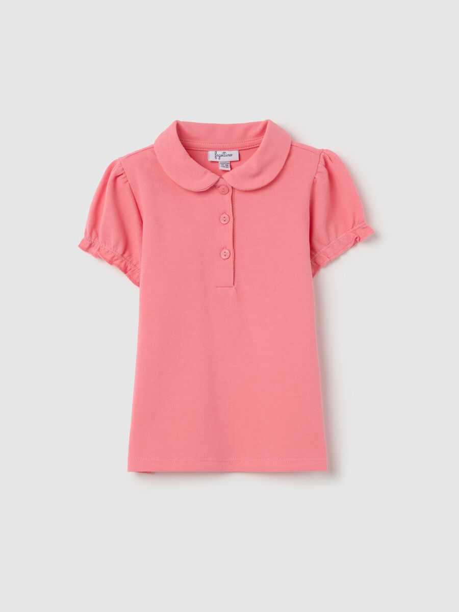 Piquet polo shirt with rounded collar_0