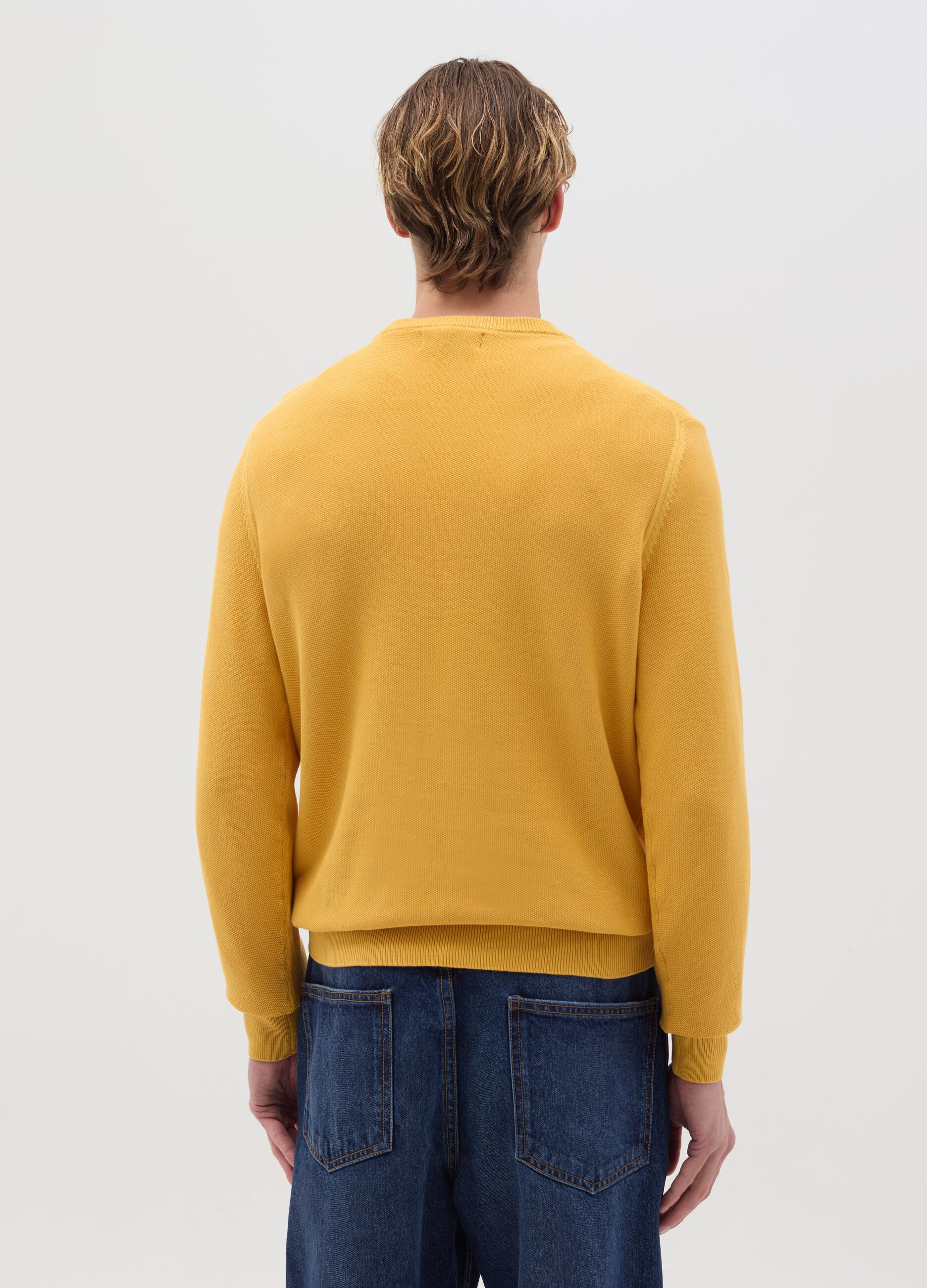 Cotton pullover with micro weave