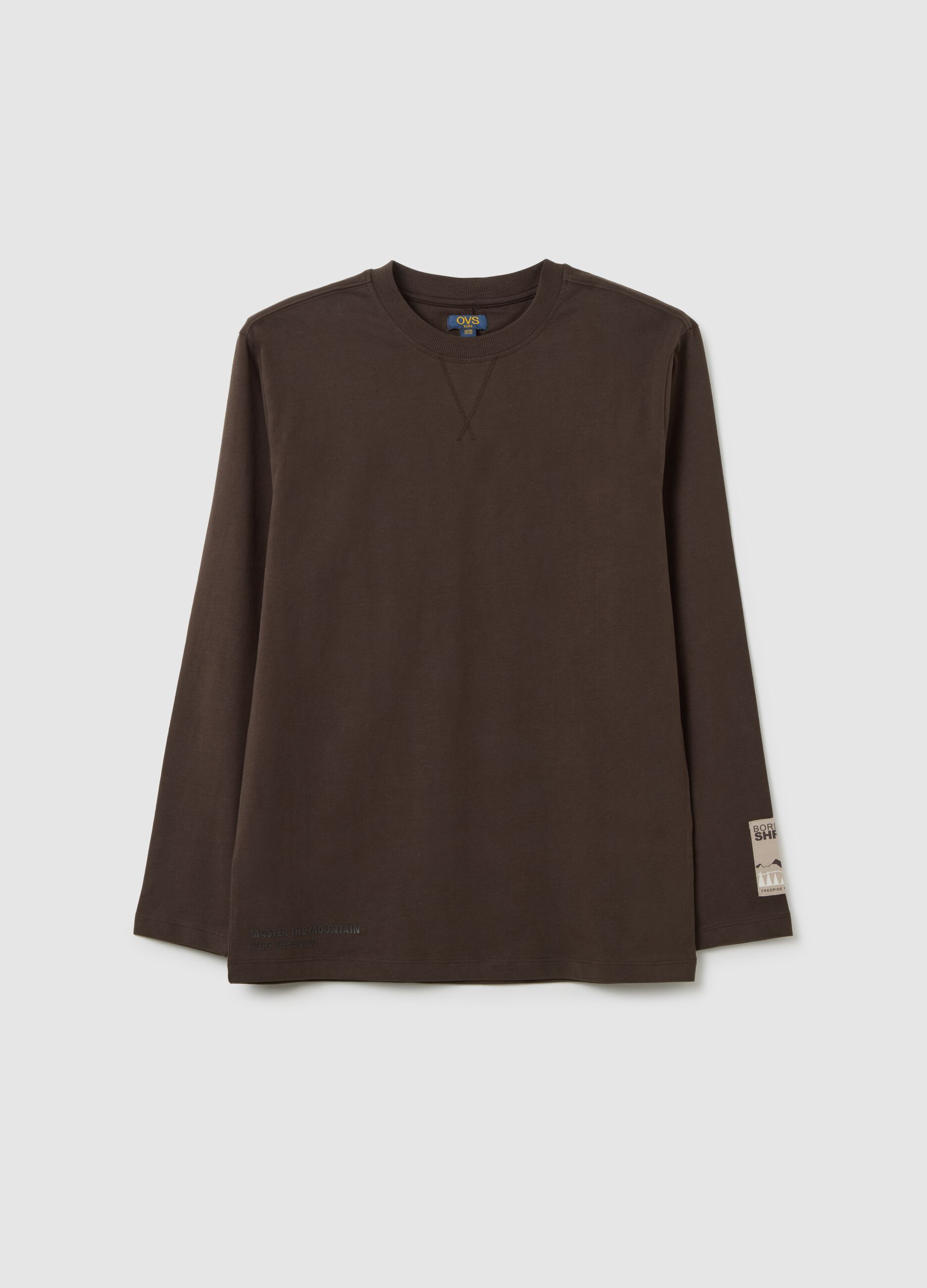 T-shirt da ragazzo in puro cotone marrone over fit