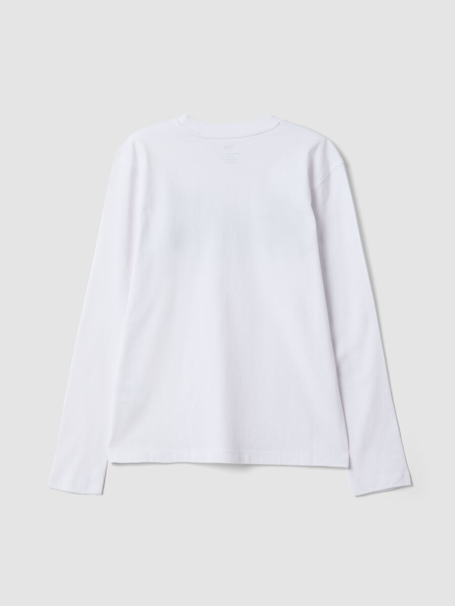 T-shirt bianca in puro cotone organico con stampa "Street Tag" per ragazzo_1