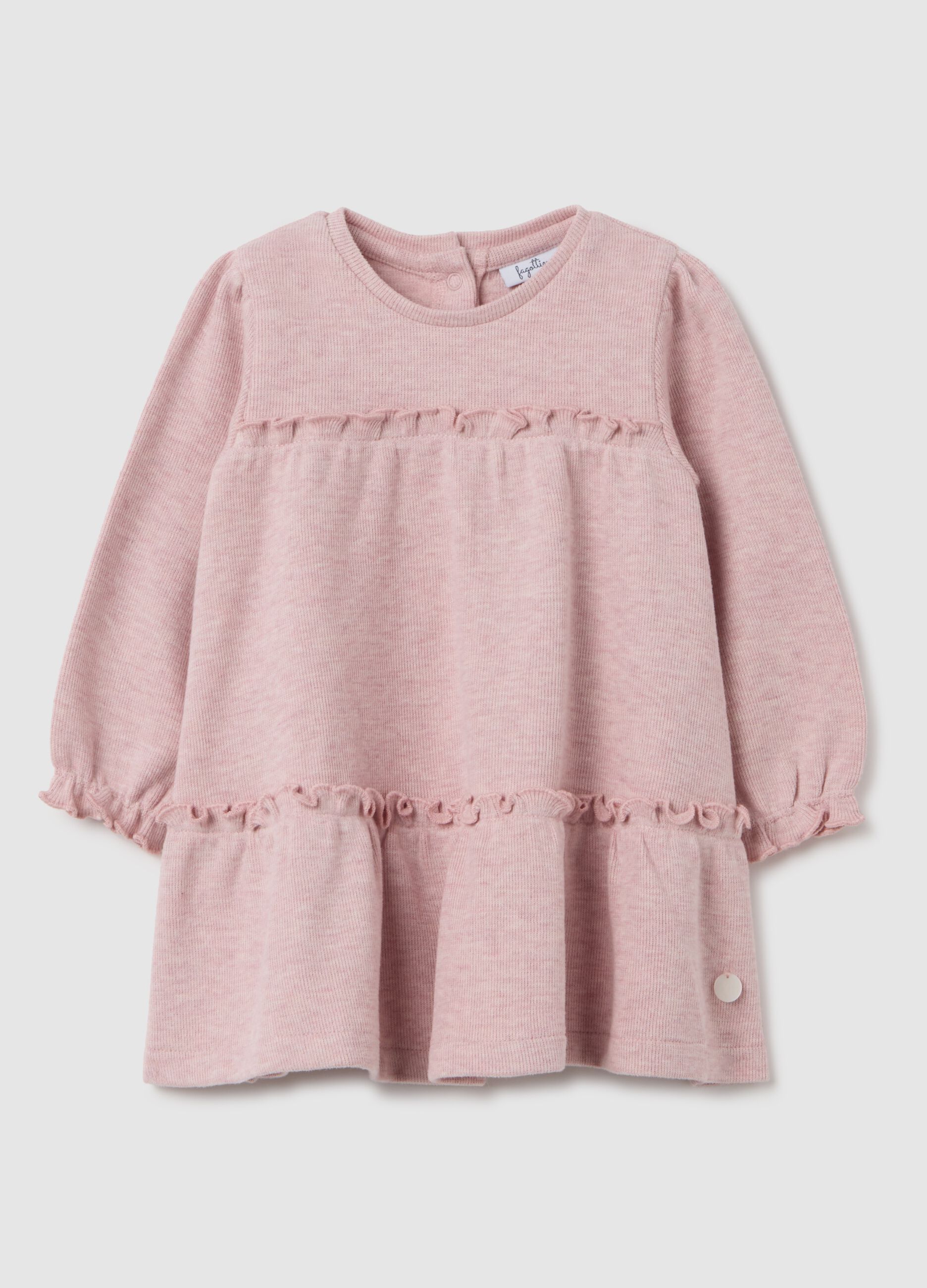 Baby girl's pink cotton dress with ruffles