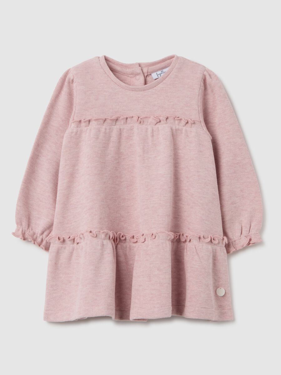 Baby girl's pink cotton dress with ruffles_0