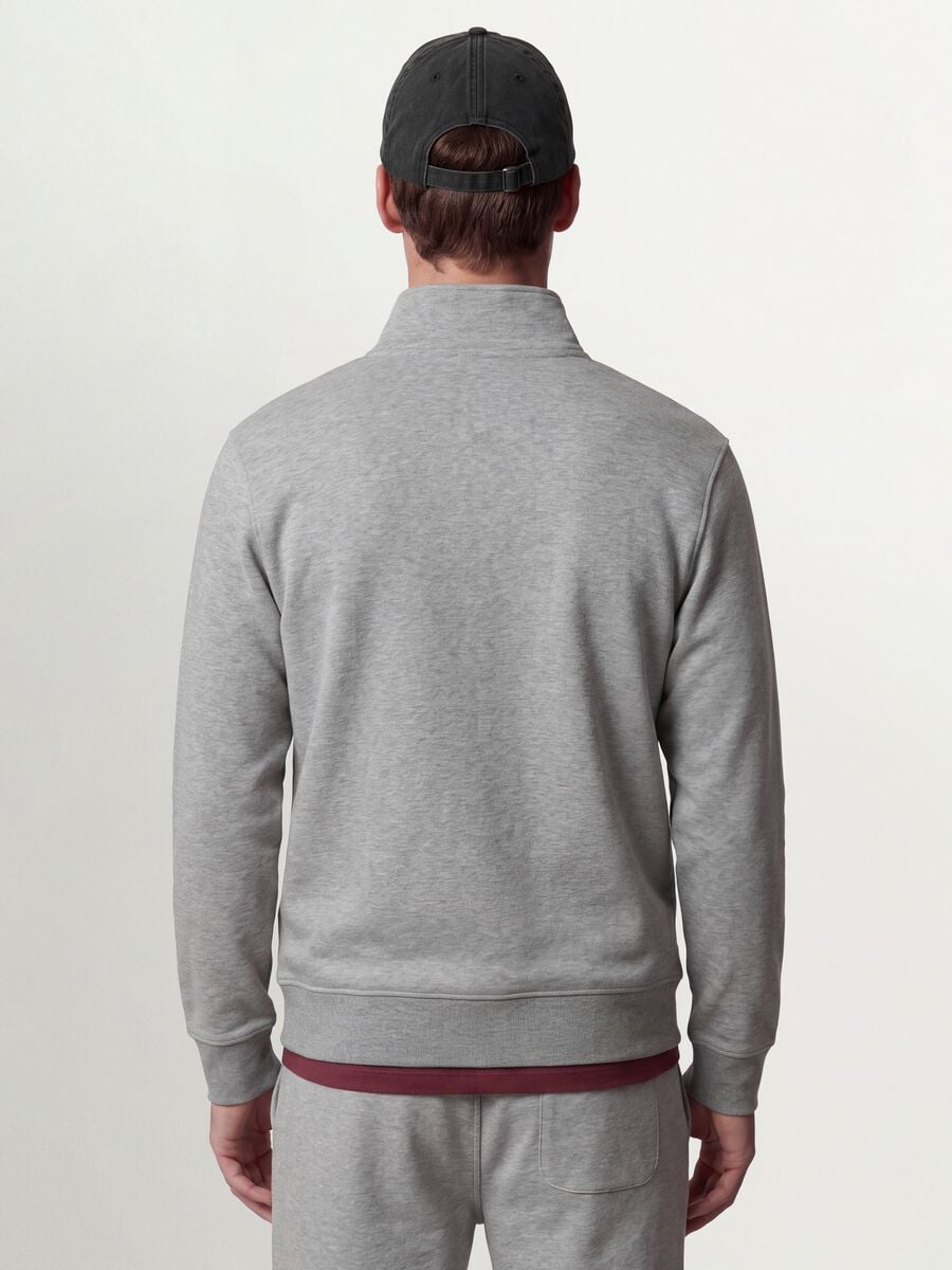 Grey cotton-blend sweatshirt with crew neck and zip, regular fit_3