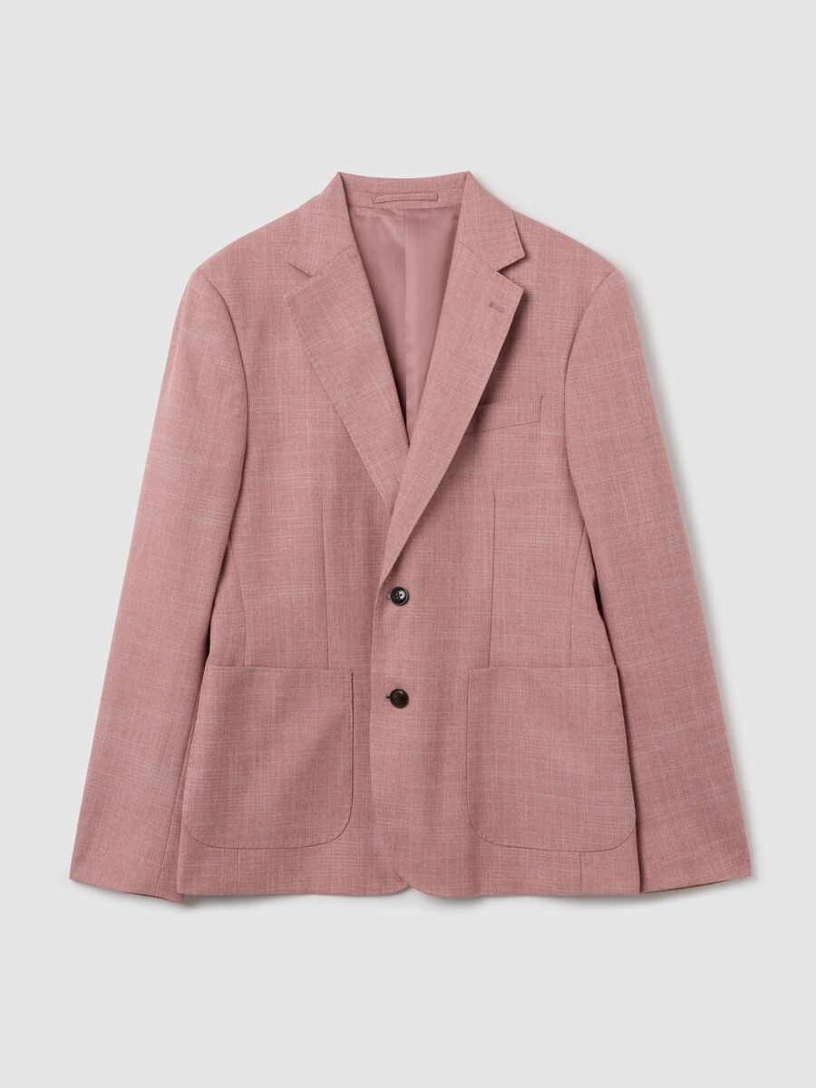 Pink slim-fit single-breasted blazer_0