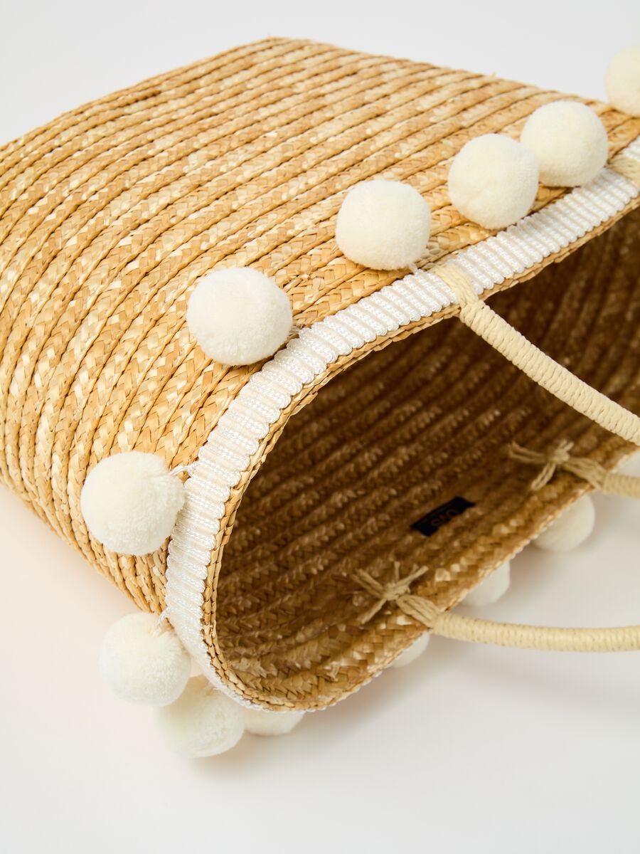 Positano straw bag with pompoms_2