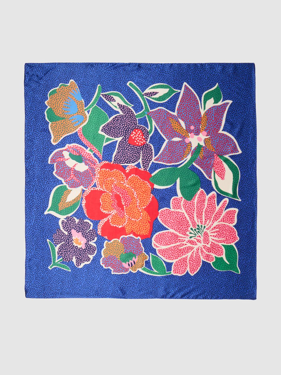 Animal print foulard with flower print_1