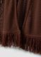 Cardigan marrone in misto viscosa a rete con frange_5