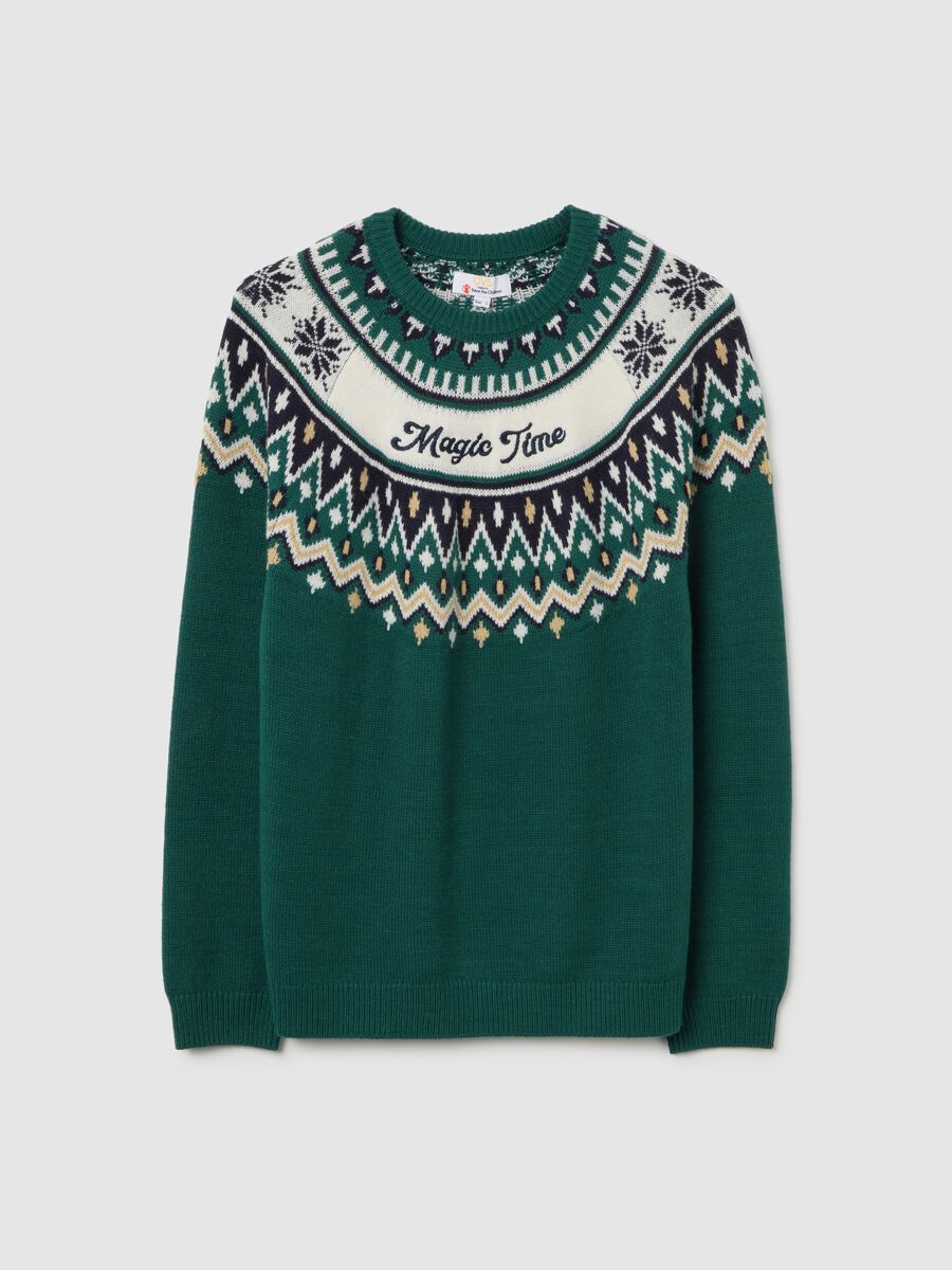 Save the Children Christmas Jumper with Green Jacquard Motif_4